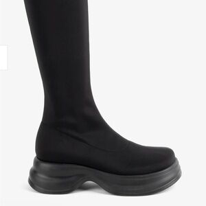 INTENTIONALLY BLANK Black Over-the-Knee Platform Boots